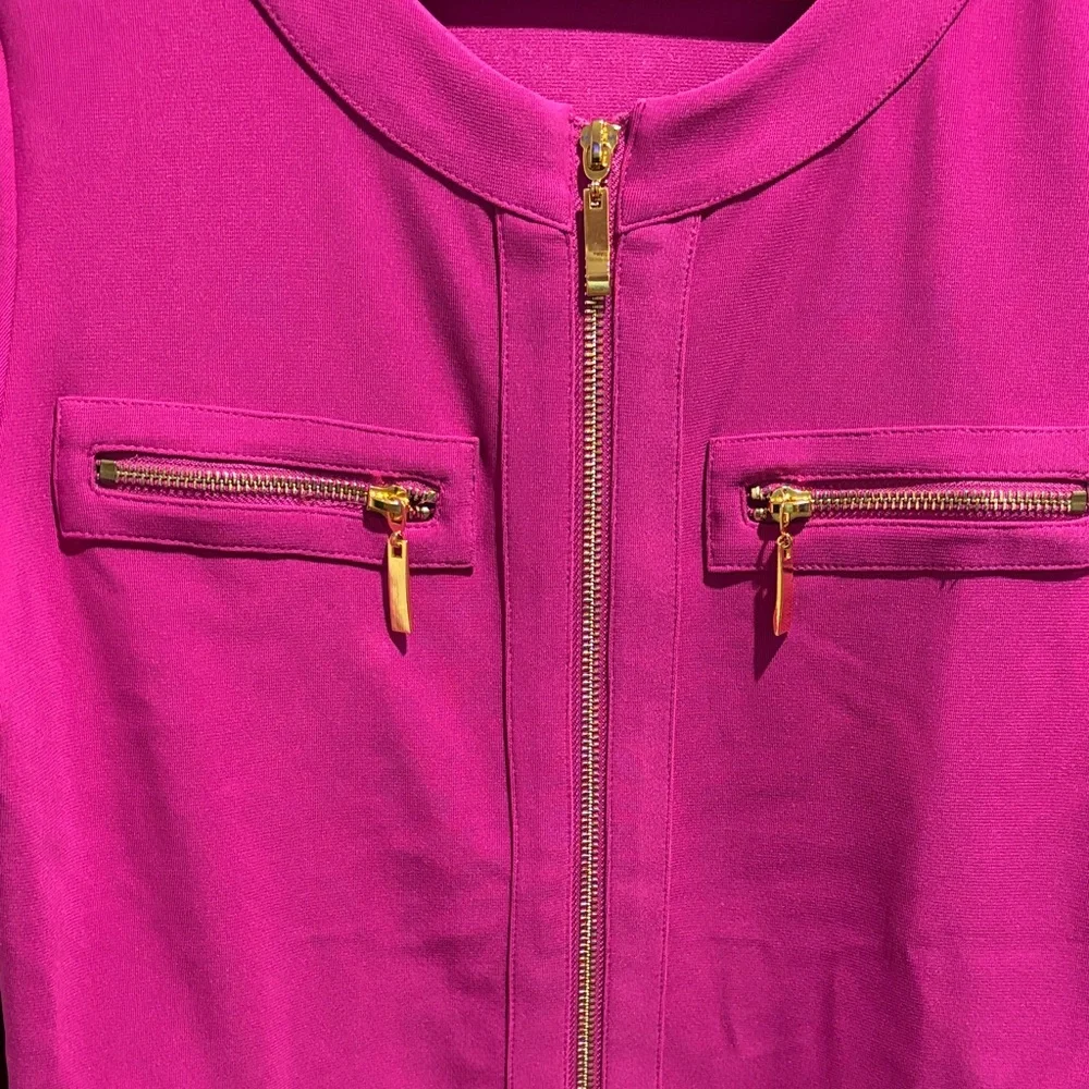 Boston Proper Fuchsia Jacket with Gold Zippers - Picture 4 of 7